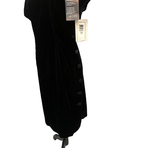 NWT Jessica Howard Black Dress Velvet Covered Buttons Down Side Scoop Neck 12 - Picture 2 of 13